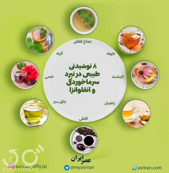 اینفوگرافی/ ۸ نوشیدنی طبیعی در نبرد سرماخوردگی و آنفلوانزا