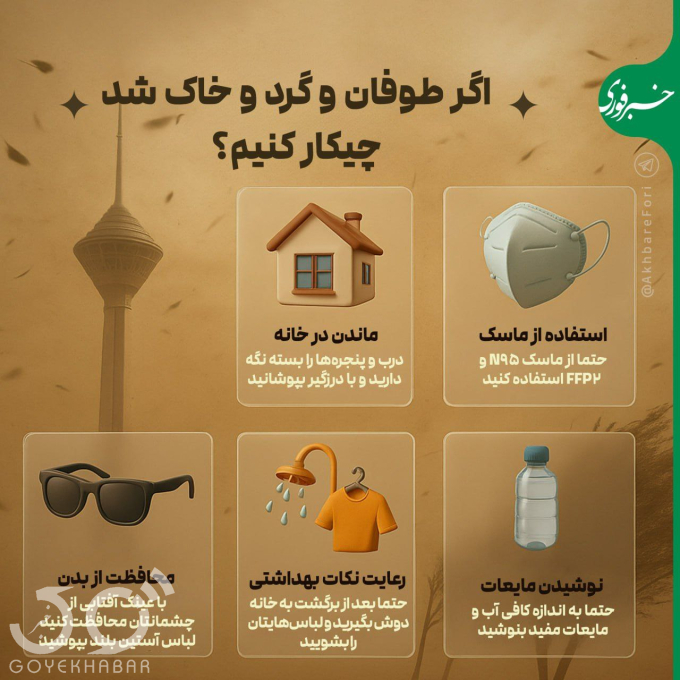وقوع طوفان و گرد و خاک 